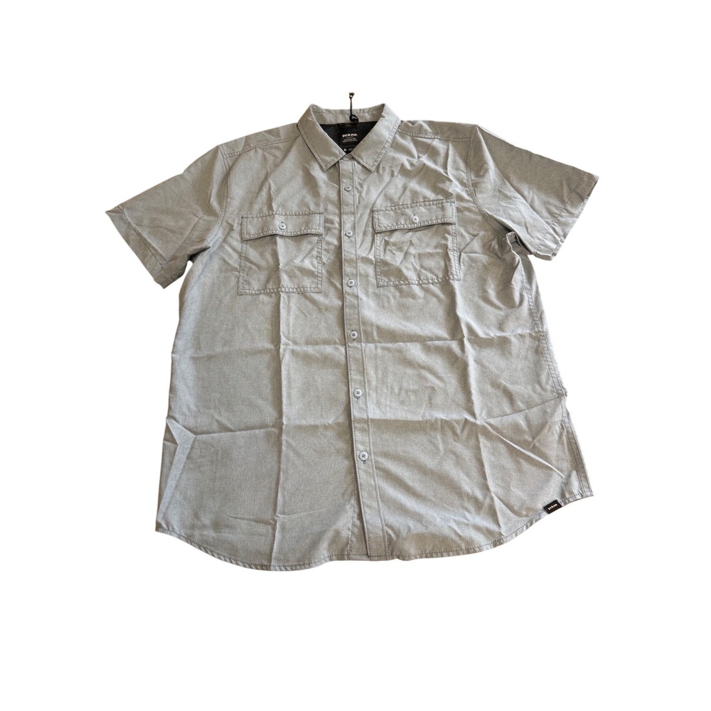 991. Prana Men's Denim Button-Down Polo Shirt Size Medium Casual Short Sleeve